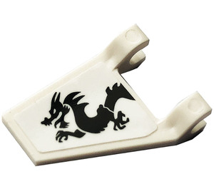 LEGO White Flag 2 x 2 Angled with Dragon Sticker without Flared Edge (44676)