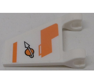 LEGO Wit Vlag 2 x 2 Angled met Ruimte logo en Oranje Bars (Rechtsaf) Sticker zonder uitlopende rand (44676)