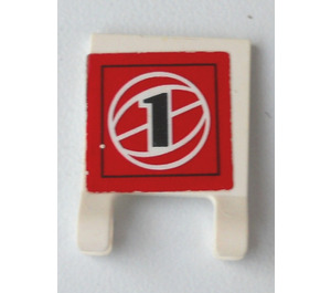 LEGO Wit Vlag 2 x 2 met '1' Sticker zonder uitlopende rand (2335)