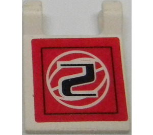 LEGO Weiß Flagge 2 x 2 mit "2" Aufkleber ohne ausgestellten Rand (2335)
