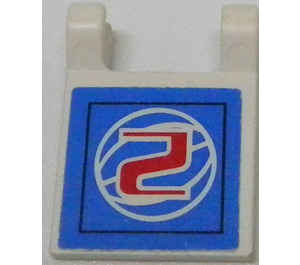 LEGO White Flag 2 x 2 with '2' Sticker without Flared Edge (2335)