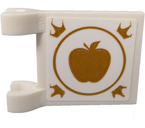 LEGO Weiß Flagge 2 x 2 mit Apfel im ein Gold Circles und 4 Crowns at the Ecken  auf Both Seite Aufkleber mit ausgestelltem Rand (80326)