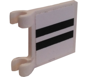 LEGO Wit Vlag 2 x 2 met Zwart Hatch Strepen Sticker zonder uitlopende rand (2335)