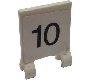 LEGO White Flag 2 x 2 with Black Number 10 Sticker without Flared Edge (2335)