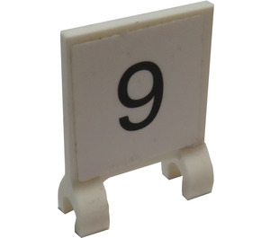 LEGO Wit Vlag 2 x 2 met Zwart Number 9 Sticker zonder uitlopende rand (2335)