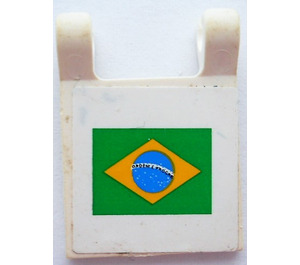 LEGO White Flag 2 x 2 with Brazilian Flag Sticker without Flared Edge (2335)