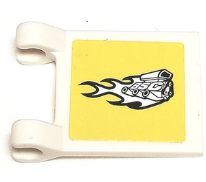 LEGO White Flag 2 x 2 with BSC on Burning Motor both side Sticker without Flared Edge (2335)