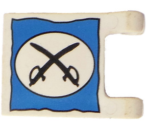 LEGO Blanco Bandera 2 x 2 con Cavalry Crossed Swords sin borde ensanchado (2335)