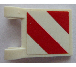 LEGO Weiß Flagge 2 x 2 mit Danger Streifen auf both sides Aufkleber ohne ausgestellten Rand (2335)
