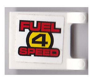 LEGO White Flag 2 x 2 with "FUEL 4 SPEED" Sticker without Flared Edge (2335)