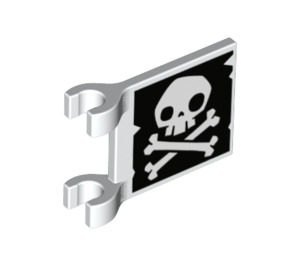 LEGO White Flag 2 x 2 with Half Skull and Crossbones (Both Sides) without Flared Edge (2335 / 19699)
