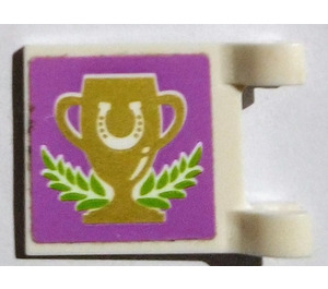 LEGO Wit Vlag 2 x 2 met Horseshoe trophy Sticker zonder uitlopende rand (2335)
