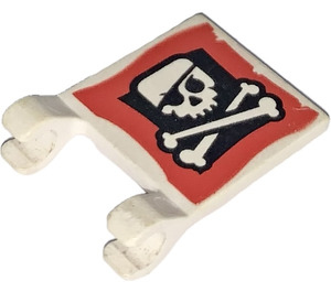 LEGO Blanc Drapeau 2 x 2 avec Jolly Roger sur Rouge Background sans bord évasé (2335 / 48982)