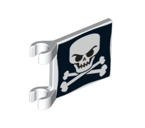 LEGO hvid Flag 2 x 2 med Jolly Roger Mønster Evil Kranium uden skygge kant (2335 / 84606)