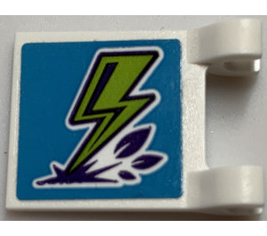 LEGO White Flag 2 x 2 with Lime Lightning Bolt Sticker without Flared Edge (2335)