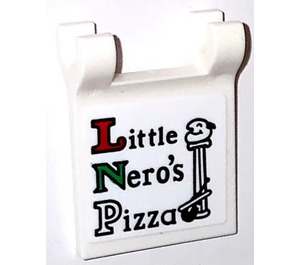 LEGO Weiß Flagge 2 x 2 mit Little Nero's Pizza Aufkleber ohne ausgestellten Rand (2335)