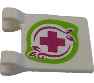 LEGO White Flag 2 x 2 with Magenta Cross in Lime Pattern (Both Sides) Sticker without Flared Edge (2335)