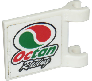 LEGO Weiß Flagge 2 x 2 mit "Octan Racing" und Octan Logo Aufkleber ohne ausgestellten Rand (2335)