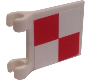 LEGO White Flag 2 x 2 with Red and White Checkered Sticker without Flared Edge (2335)