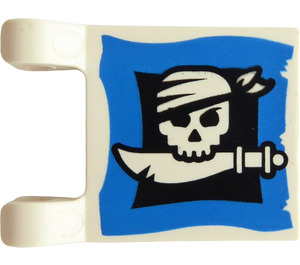 LEGO White Flag 2 x 2 with Skull and Cutlass without Flared Edge (2335)