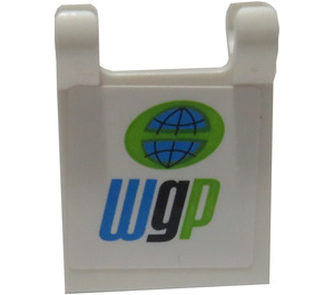 LEGO White Flag 2 x 2 with 'wgp' World Grand Prix Logo Sticker without Flared Edge (2335)