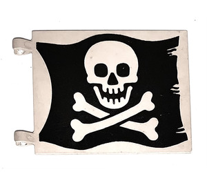 LEGO Biały Flaga 6 x 4 z 2 Złącza z Jolly Roger NA Czarny Background (2525 / 81427)