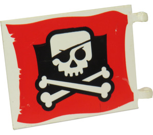 LEGO Valkoinen Lippu 6 x 4 jossa 2 Liittimet jossa Jolly Roger päällä Punainen background (2525 / 48985)