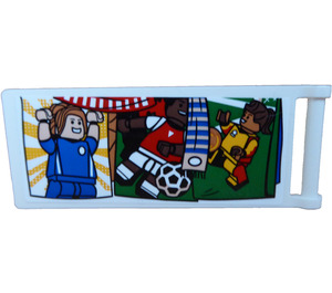 LEGO White Flag 7 x 3 with Bar Handle with Blue Soccer Player Sticker (30292)