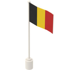 LEGO White Flag on Flagpole with Belgium with Bottom Lip (777)