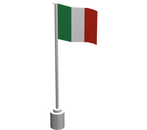 LEGO White Flag on Flagpole with Italy without Bottom Lip (776)