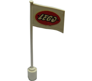 LEGO hvid Flag på Flagpole med "LEGO" i Rød Oval Design med bundlæbe (777)