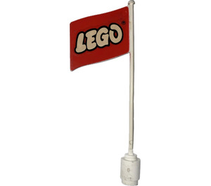 LEGO Weiß Flagge auf Flagpole mit LEGO Logo mit Unterlippe (777)