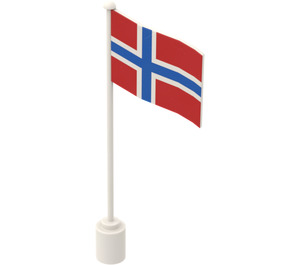 LEGO White Flag on Flagpole with Norway with Bottom Lip (777)