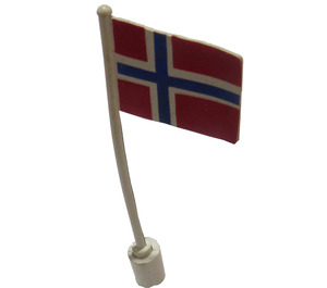 LEGO White Flag on Flagpole with Norway without Bottom Lip (776)