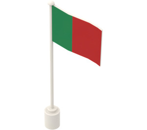 LEGO Valkoinen Lippu päällä Flagpole jossa Portugal alareunan ulokkeella (777)