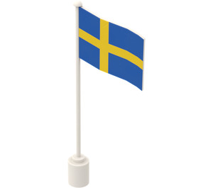 LEGO White Flag on Flagpole with Sweden with Bottom Lip (777)