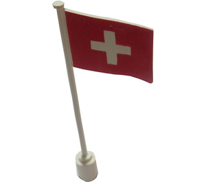 LEGO Weiß Flagge auf Flagpole mit Switzerland mit Unterlippe (777)