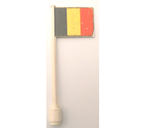 LEGO White Flag on Ridged Flagpole with Belgium Sticker (3596)