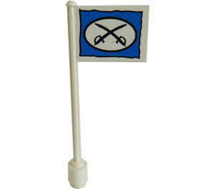 LEGO White Flag on Ridged Flagpole with Cutlass Flag Sticker (3596)