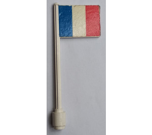 LEGO White Flag on Ridged Flagpole with France Flag Sticker (3596)