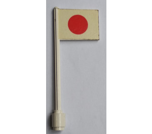 LEGO White Flag on Ridged Flagpole with Japanese Flag Sticker (3596)