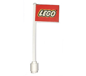 LEGO White Flag on Ridged Flagpole with LEGO Logo Sticker (3596)