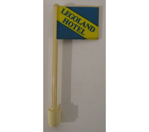 LEGO White Flag on Ridged Flagpole with 'Legoland HOTEL' Sticker (3596)