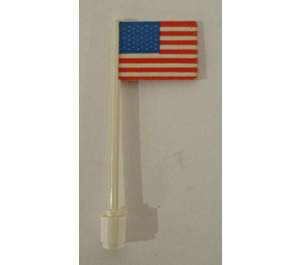 LEGO blanc Drapeau sur Ridged Flagpole avec United States Drapeau Autocollant (3596)