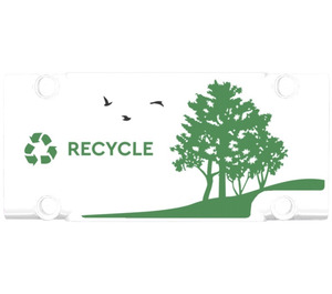 LEGO White Flat Panel 5 x 11 with Recycling Arrows, 'RECYCLE', Birds and Trees (Model Left) Sticker (64782)