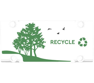 LEGO Wit Vlak Paneel 5 x 11 met Recycling Arrows, 'RECYCLE', Birds en Trees (Model Rechtsaf) Sticker (64782)