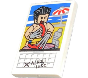 LEGO White Tile 2 x 3 with Calender Wolverine at the Beach Sticker