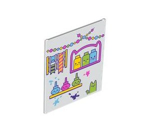 LEGO White Glass for Frame 1 x 6 x 6 with Cat decorations (42509 / 104480)