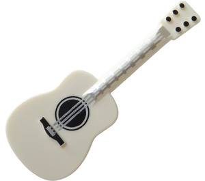 LEGO Vit Guitar med Silver Strings och Svart Tuning Knobs (25975 / 60411)