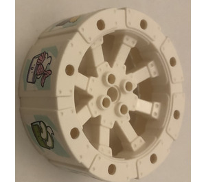 LEGO White Hard Plastic Wheel Ø56 x 22 with Spokes with cake Sticker (55817)